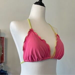 Xhilaration - Pink Yellow Ruffle Bikini Top